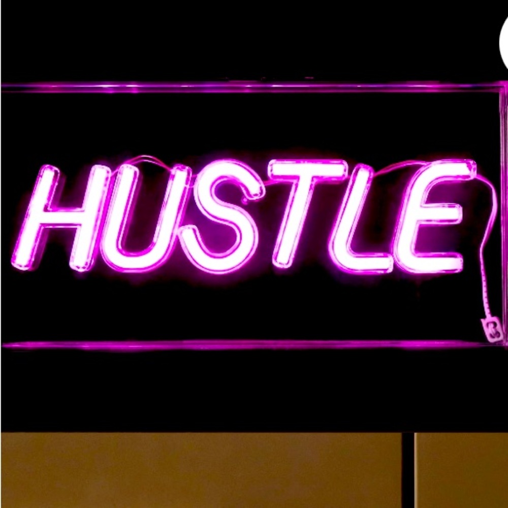 Urban Shop LED Neon Hustle Light-up Clear Acrylic Box, Pink